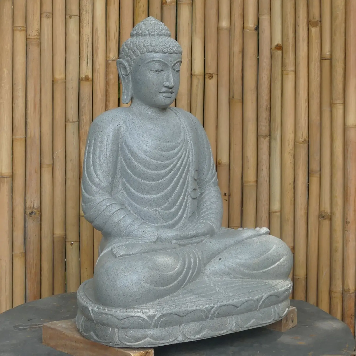  Product image 2 of the product “Seated Buddha made of Riverstone in Dhyana position - gesture of meditation, H. 80cm. ”